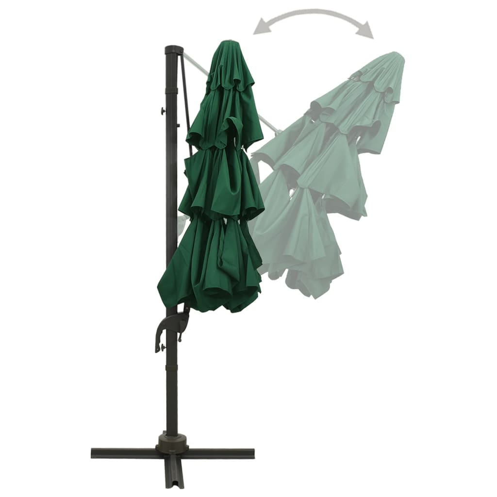 Garden Parasol | Green | Polyester | 3x3 m Large | Foldable