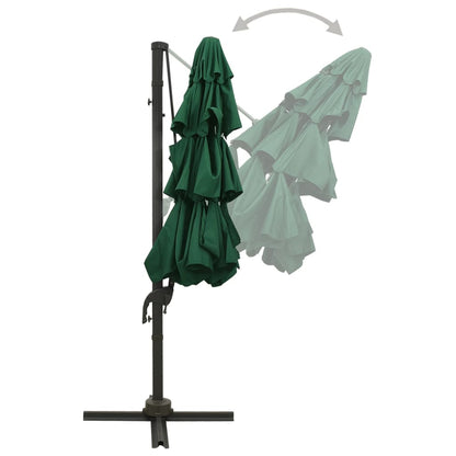 Garden Parasol | Green | Polyester | 3x3 m Large | Foldable