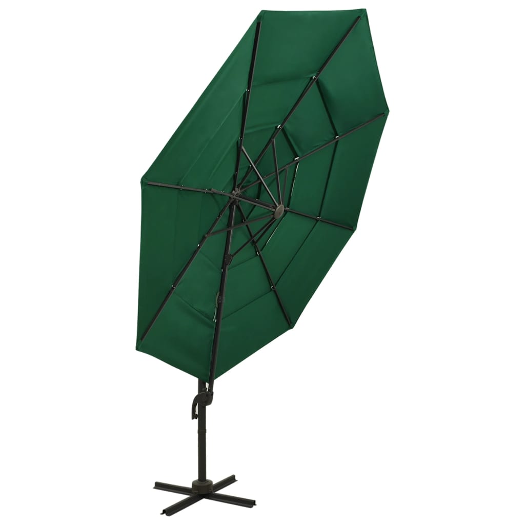 Garden Parasol | Green | Polyester | 3x3 m Large | Foldable