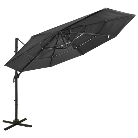 Garden Parasol | Anthracite | Polyester, Powder-Coated Aluminium | 3x3 m