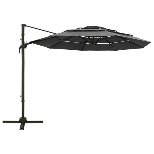 Garden Parasol | Anthracite | Polyester, Powder-Coated Aluminium | 3x3 m