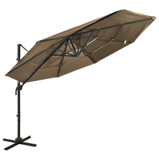 Garden Parasol | Taupe | Polyester, Powder-Coated Aluminium | 3x3 metres