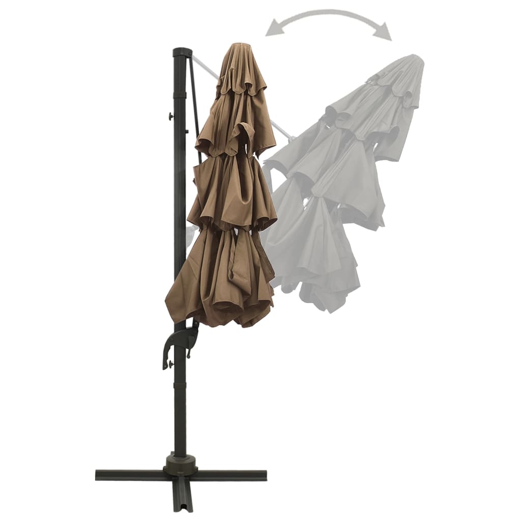Garden Parasol | Taupe | Polyester, Powder-Coated Aluminium | 3x3 metres