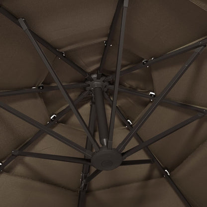 Garden Parasol | Taupe | Polyester, Powder-Coated Aluminium | 3x3 metres