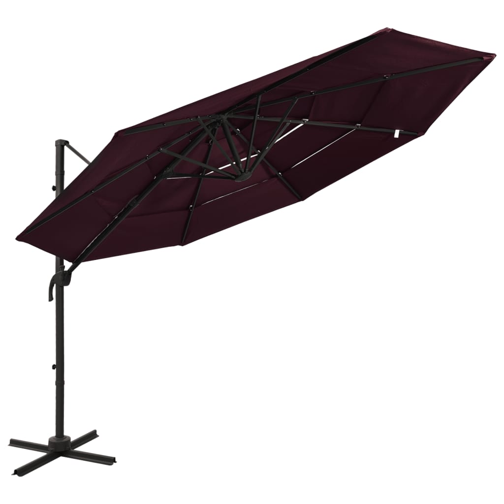 Garden Parasol | Bordeaux Red | Polyester | 3x3 metres | Collapsible