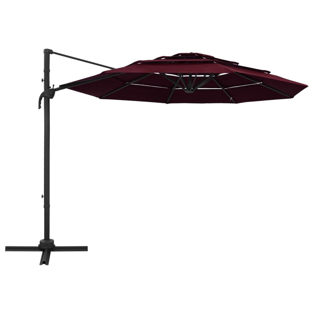 Garden Parasol | Bordeaux Red | Polyester | 3x3 metres | Collapsible