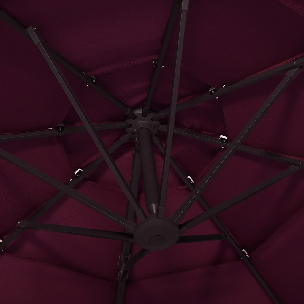 Garden Parasol | Bordeaux Red | Polyester | 3x3 metres | Collapsible
