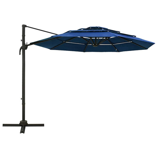 4-Tier Garden Parasol with Aluminium Pole Azure Blue 3x3 m