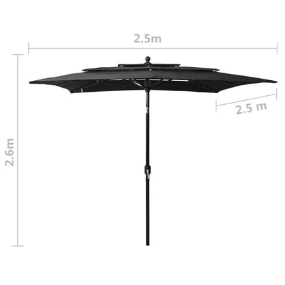 Parasol | Black | Polyester | 2.5 metres | Foldable | Garden Parasol