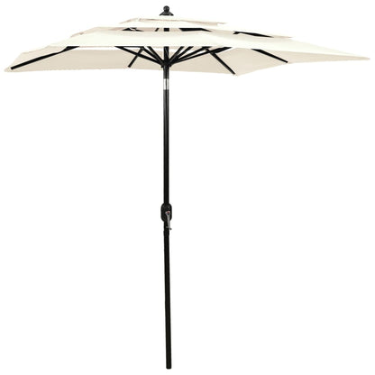 Parasol | Sand | Polyester | 2m x 2m | Collapsible | Garden Parasol