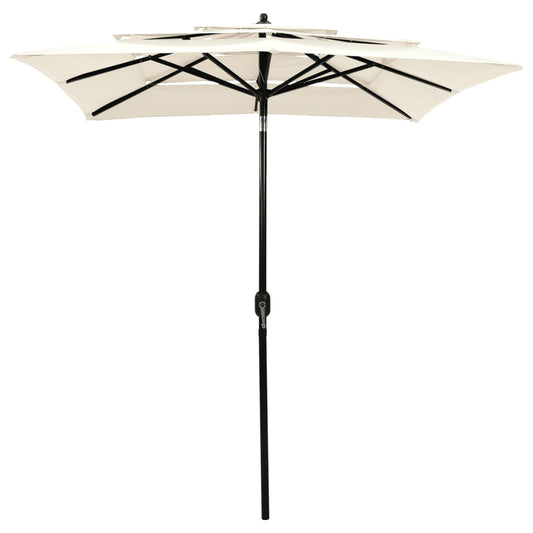 Parasol | Sand | Polyester | 2m x 2m | Collapsible | Garden Parasol