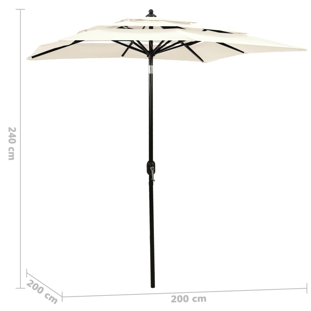 Parasol | Sand | Polyester | 2m x 2m | Collapsible | Garden Parasol