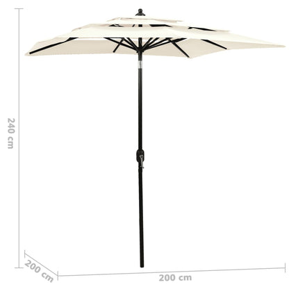 Parasol | Sand | Polyester | 2m x 2m | Collapsible | Garden Parasol