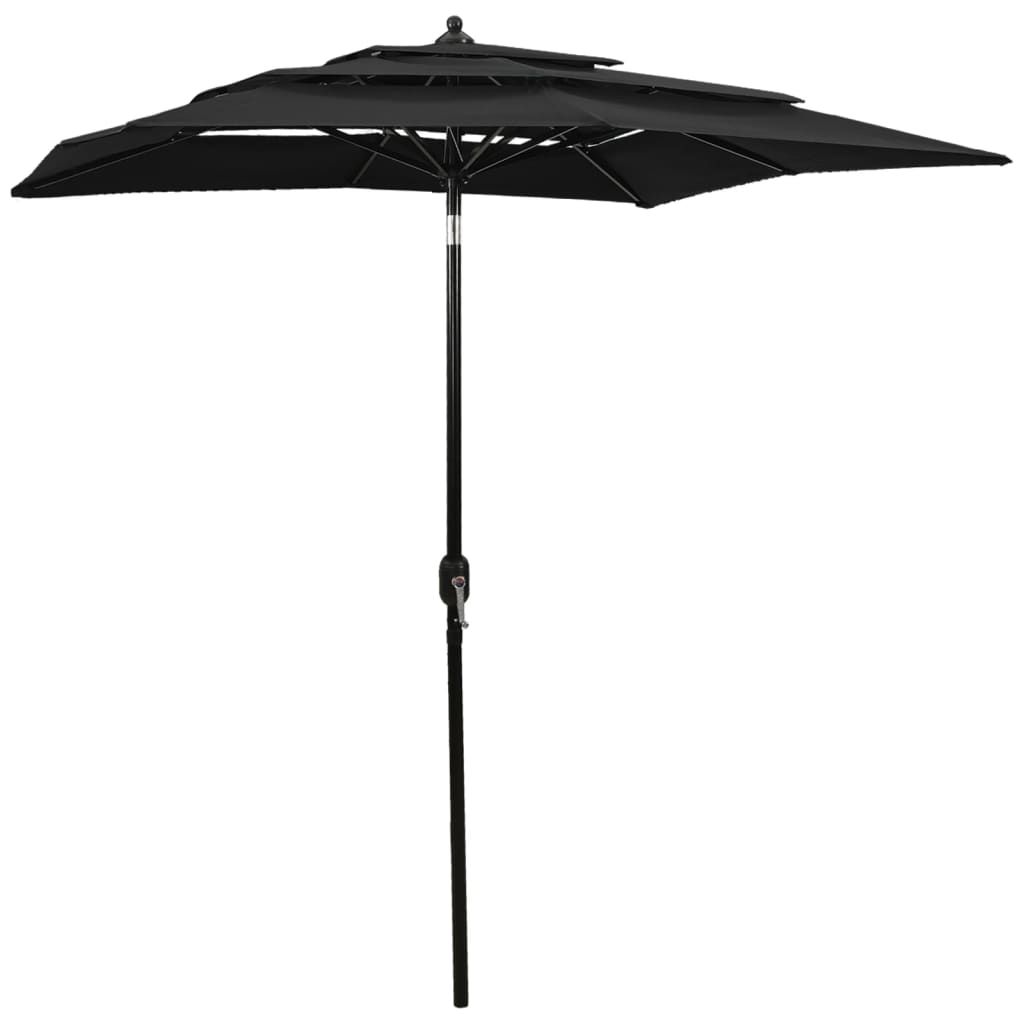 Parasol | Black | Polyester | 2x2 m | Foldable | Parasol | Square