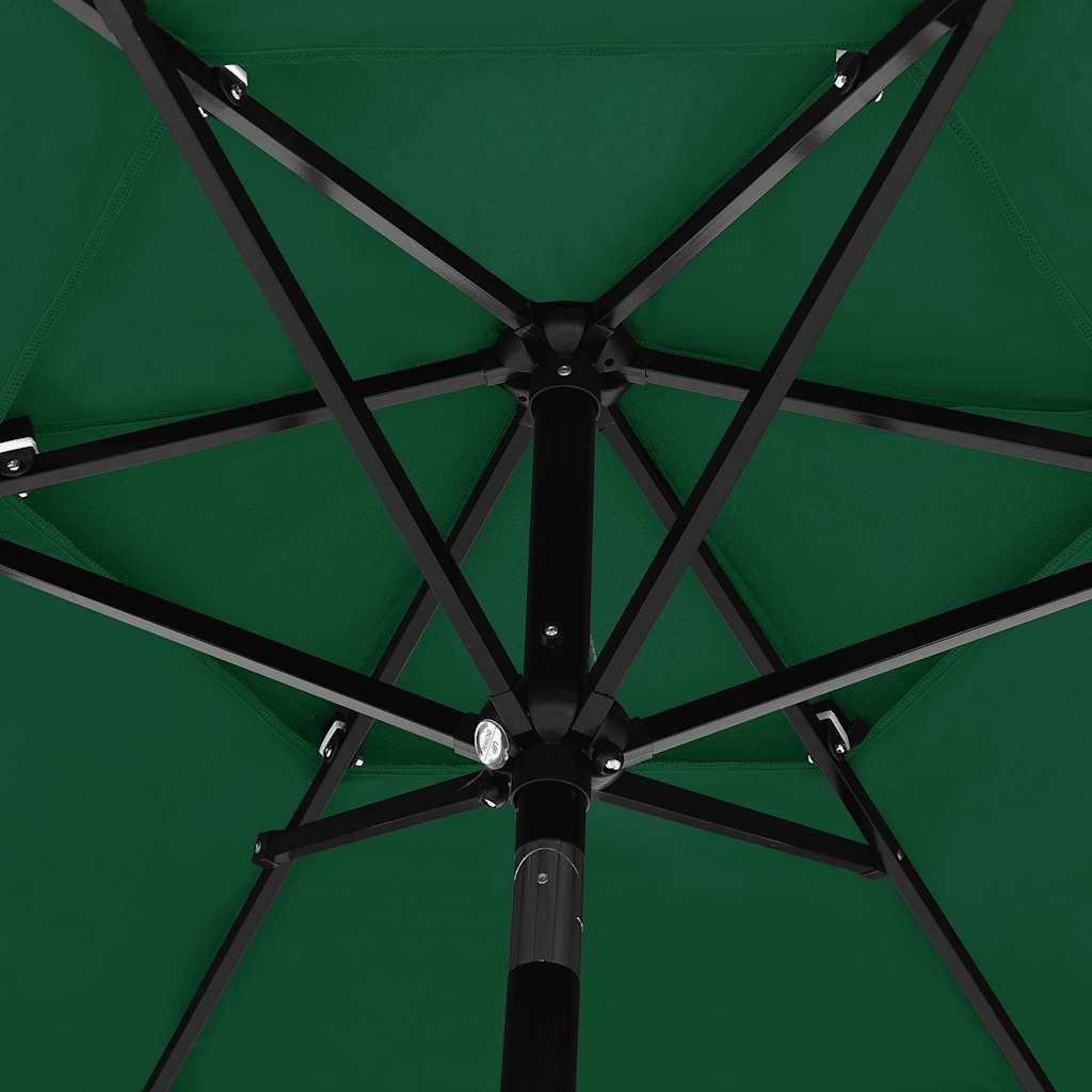 3-Tier Garden Parasol with Aluminium Pole Green 2.5 m