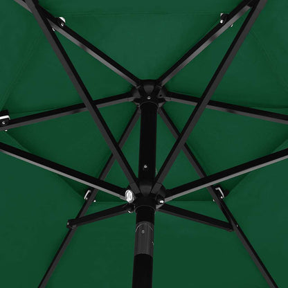 3-Tier Garden Parasol with Aluminium Pole Green 2.5 m