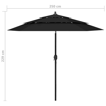 Parasol | Black | Polyester | 2.5 m diameter | Foldable | Parasol