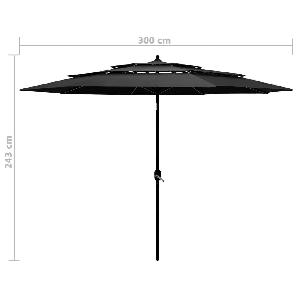 Parasol | Anthracite | Polyester | 3 m diameter | Collapsible | Parasol