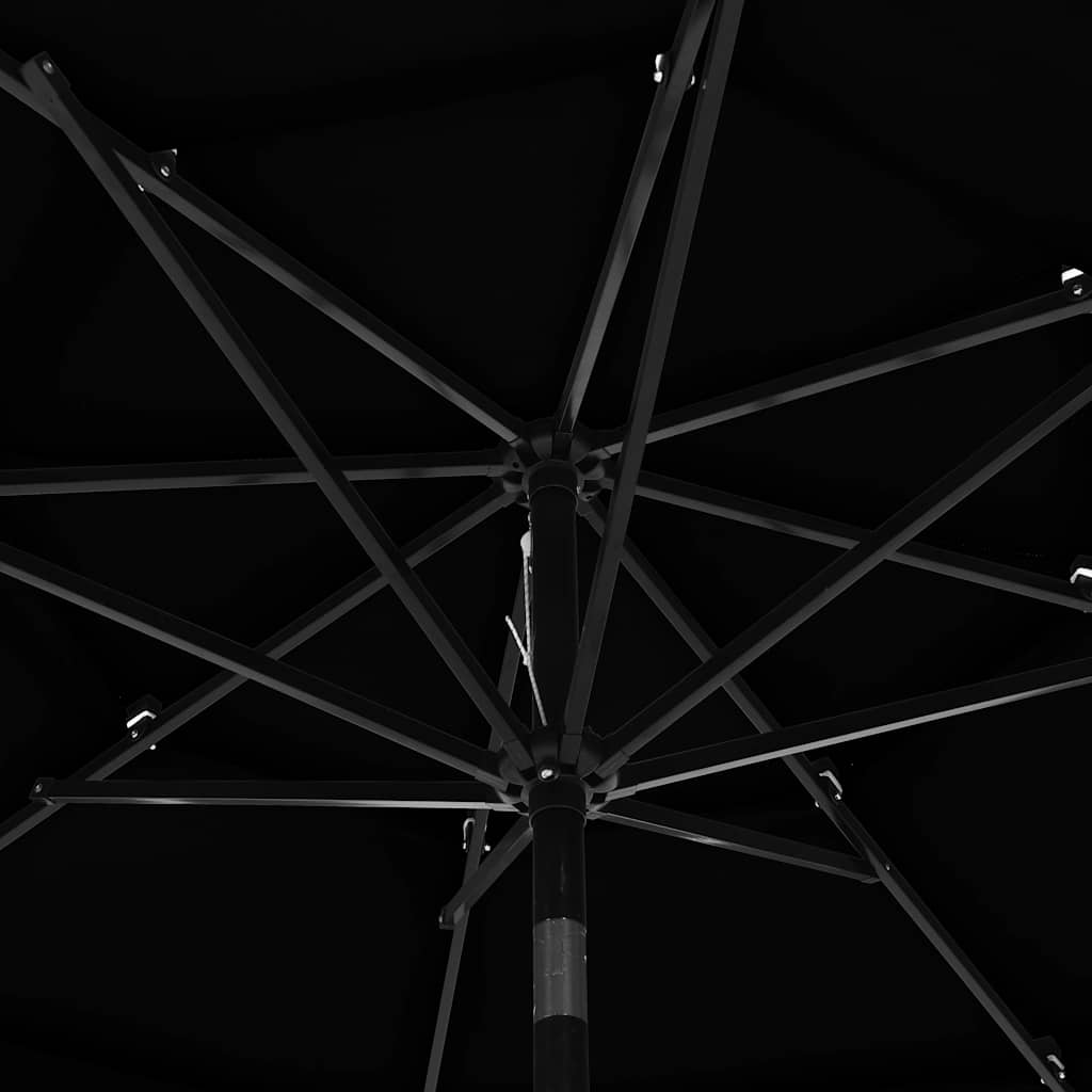 3-Tier Garden Parasol with Aluminium Pole Black 3 m