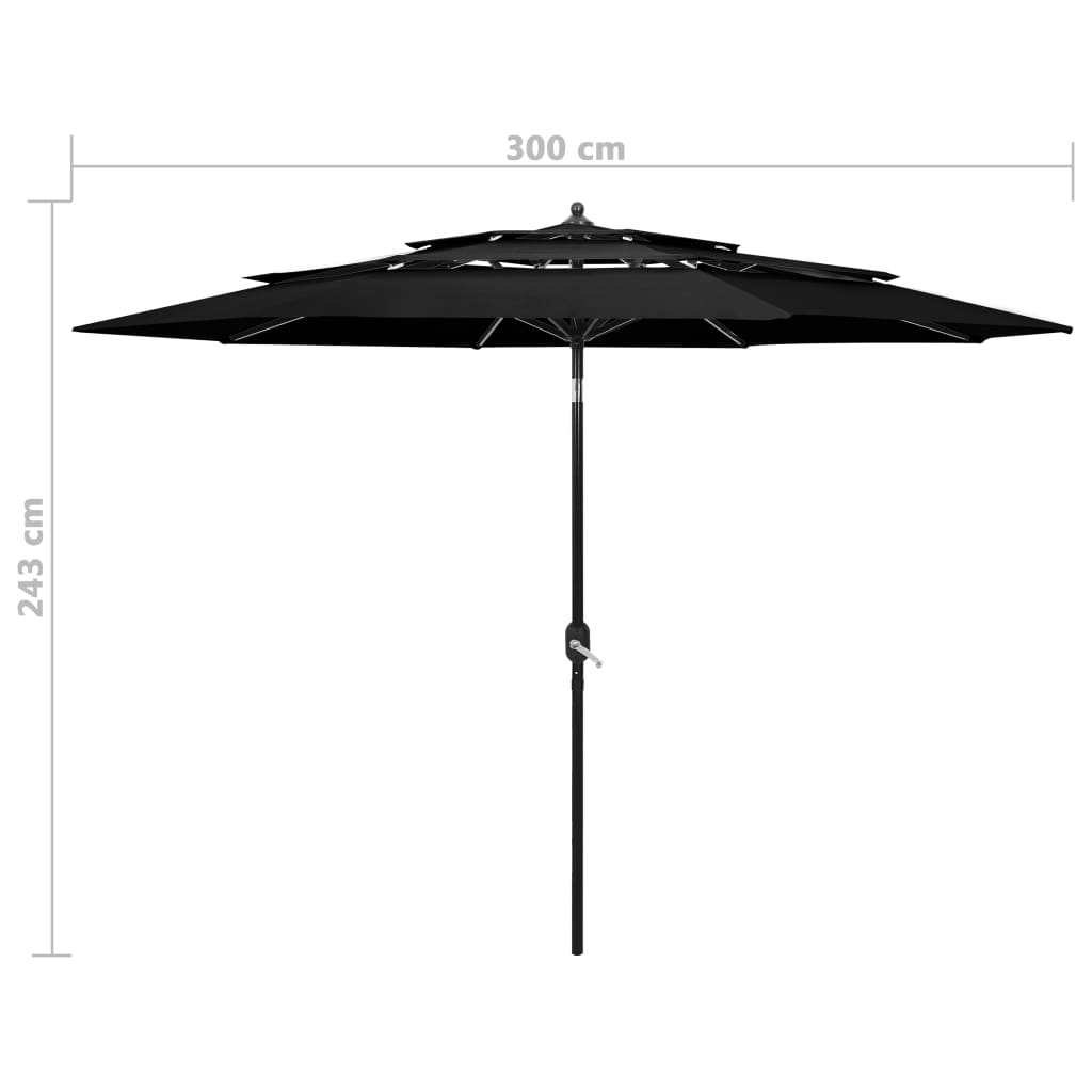 Parasol | Black | Polyester, powder-coated aluminium | 3 m canopy