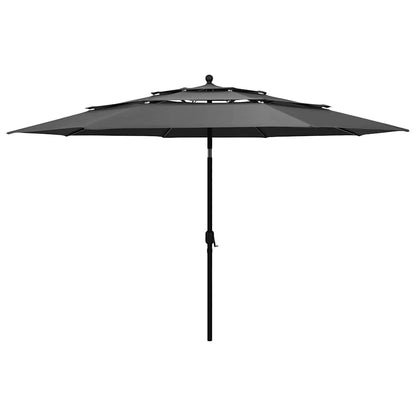 313878 vidaXL 3-Tier Garden Parasol with Aluminium Pole Anthracite 3,5 m