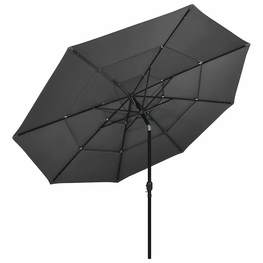 313878 vidaXL 3-Tier Garden Parasol with Aluminium Pole Anthracite 3,5 m