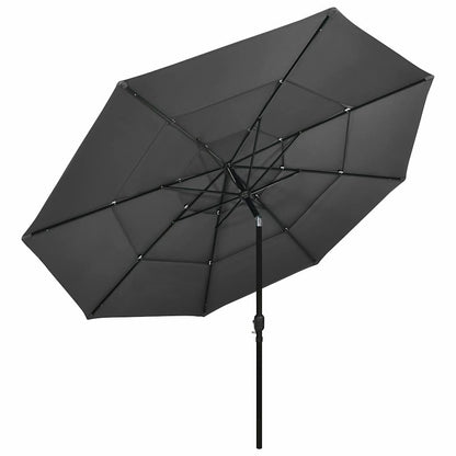 313878 vidaXL 3-Tier Garden Parasol with Aluminium Pole Anthracite 3,5 m
