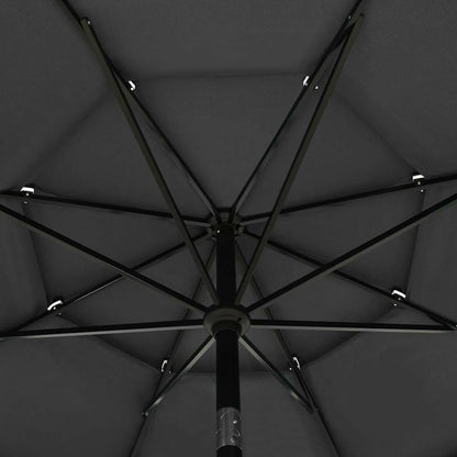 313878 vidaXL 3-Tier Garden Parasol with Aluminium Pole Anthracite 3,5 m