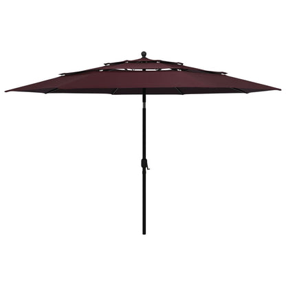 3-Tier Garden Parasol with Aluminium Pole Bordeaux Red 3.5 m