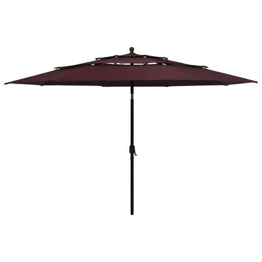 3-Tier Garden Parasol with Aluminium Pole Bordeaux Red 3.5 m