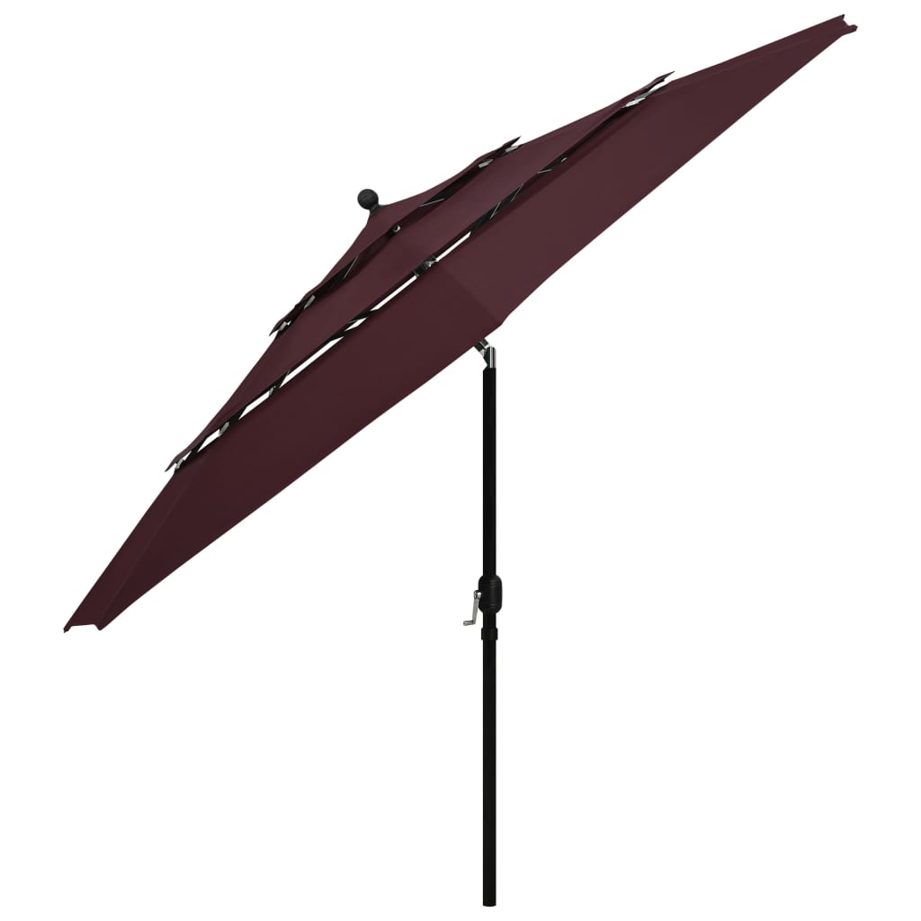 3-Tier Garden Parasol with Aluminium Pole Bordeaux Red 3.5 m