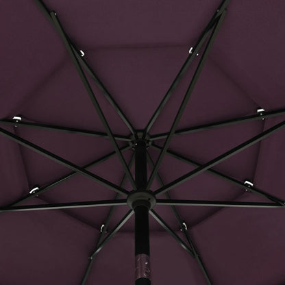 3-Tier Garden Parasol with Aluminium Pole Bordeaux Red 3.5 m