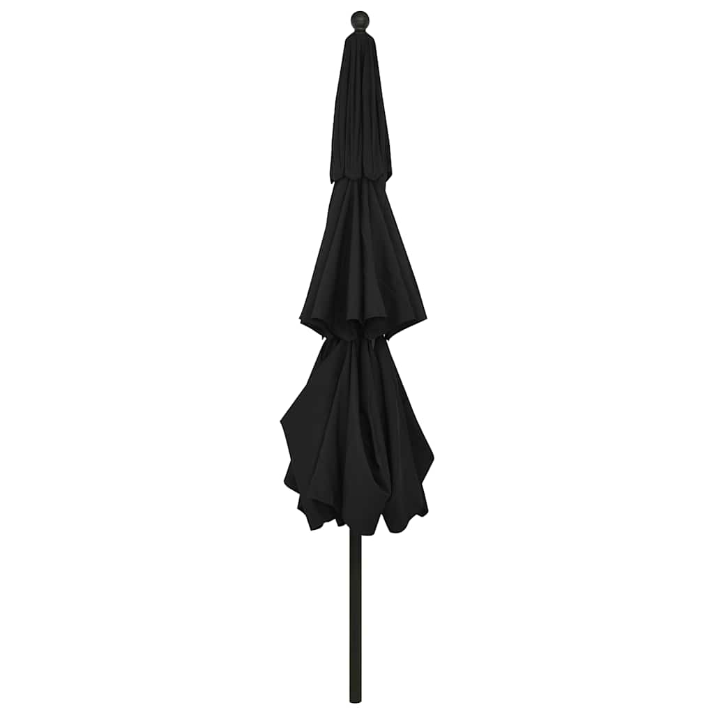 3-Tier Garden Parasol with Aluminium Pole Black 3.5 m