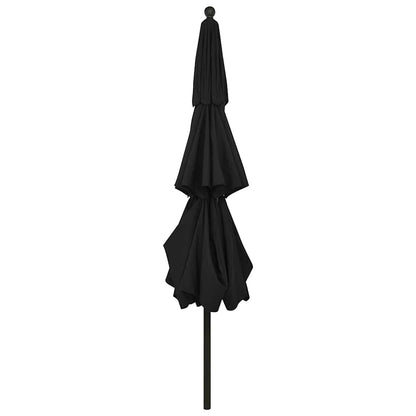 3-Tier Garden Parasol with Aluminium Pole Black 3.5 m