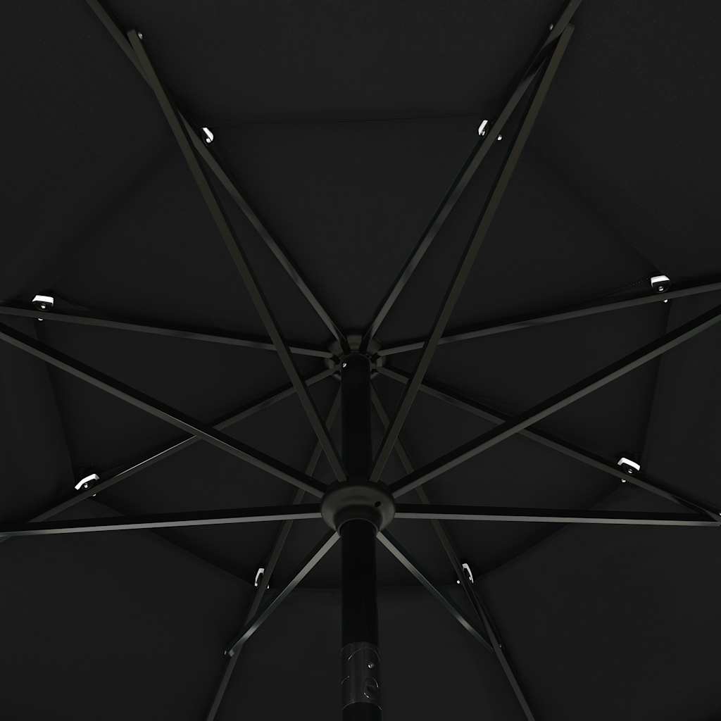3-Tier Garden Parasol with Aluminium Pole Black 3.5 m