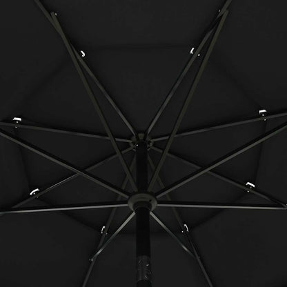3-Tier Garden Parasol with Aluminium Pole Black 3.5 m