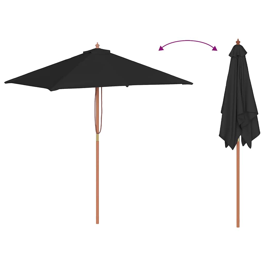 Garden Parasol | Black | Fabric, Laminated bamboo, Hardwood | Medium