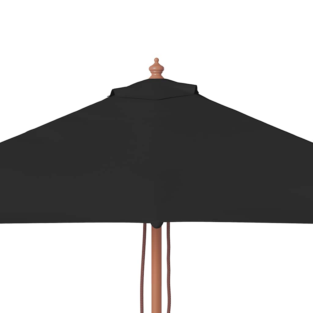 Garden Parasol with Wooden Pole Black 150x200 cm