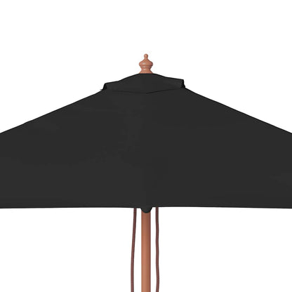 Garden Parasol with Wooden Pole Black 150x200 cm
