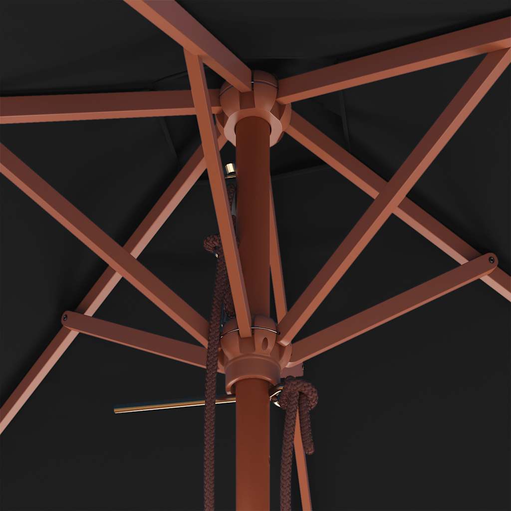 Garden Parasol | Black | Fabric, Laminated bamboo, Hardwood | Medium