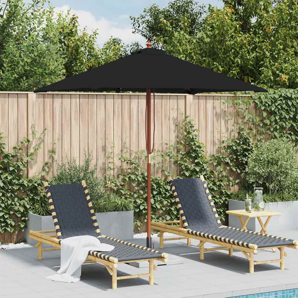 Garden Parasol | Black | Fabric, Laminated bamboo, Hardwood | Medium