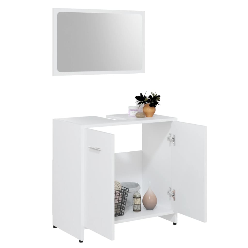 3056916 vidaXL 3 Piece Bathroom Furniture Set White Engineered Wood (802579+802597)