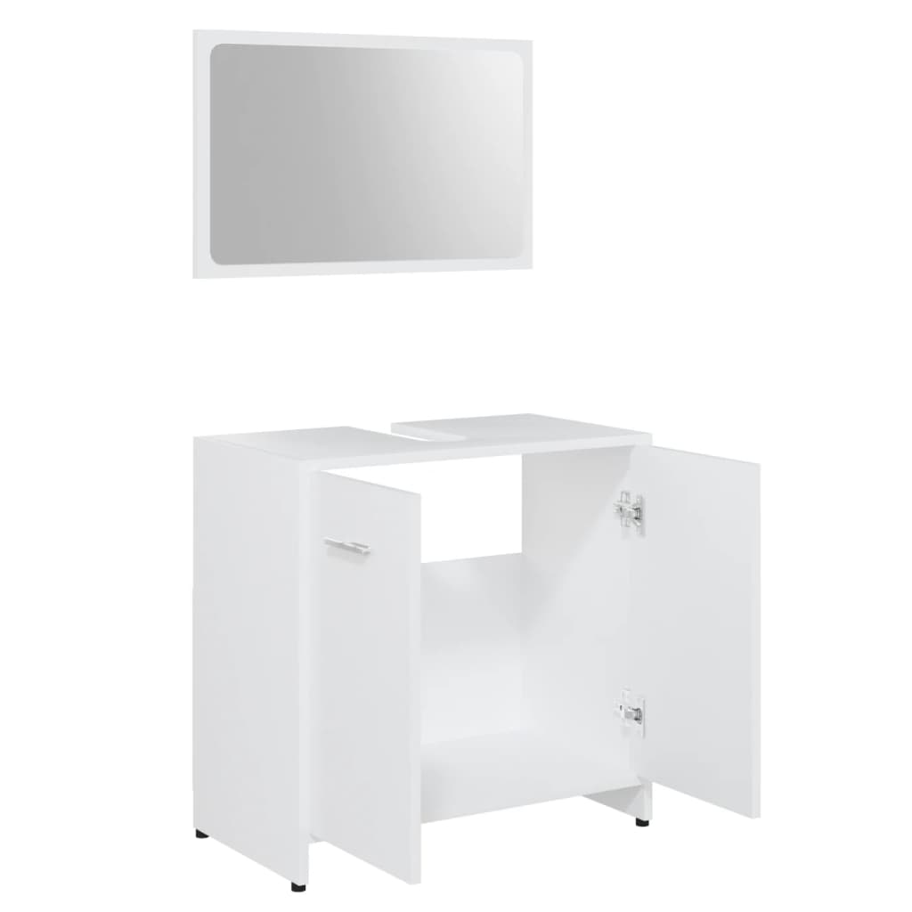 3056916 vidaXL 3 Piece Bathroom Furniture Set White Engineered Wood (802579+802597)