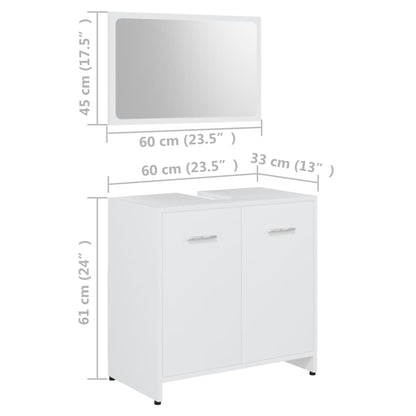 3056916 vidaXL 3 Piece Bathroom Furniture Set White Engineered Wood (802579+802597)