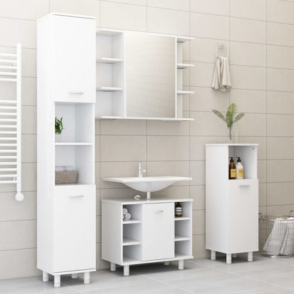 3 Piece Bathroom Furniture Set White Engineered Wood