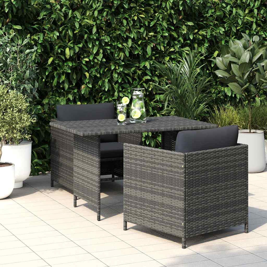 Dining Table | Grey | PE rattan, Powder-Coated Steel | Medium