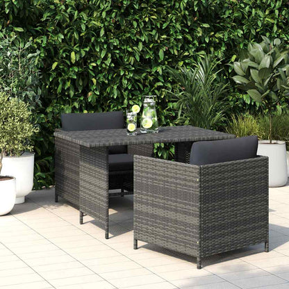 Dining Table | Grey | PE rattan, Powder-Coated Steel | Medium