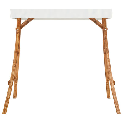 Swing Frame with Cream Roof Solid Bent Wood with Teak Finish