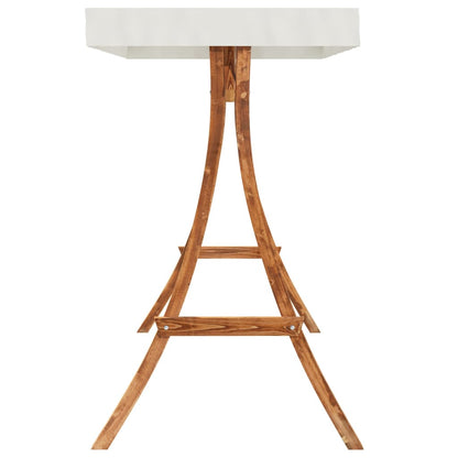 Swing Frame with Cream Roof Solid Bent Wood with Teak Finish