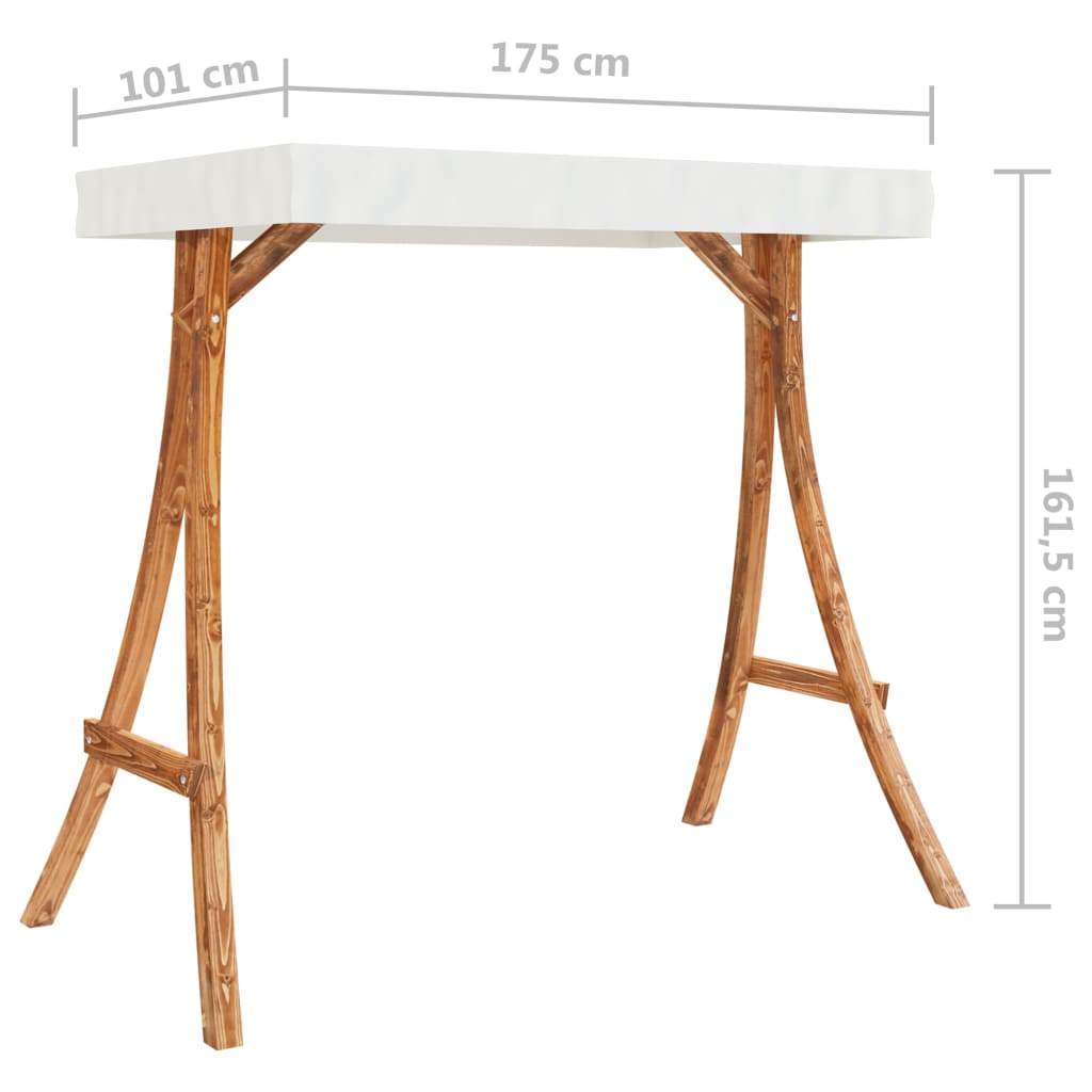 Swing Frame with Cream Roof Solid Bent Wood with Teak Finish